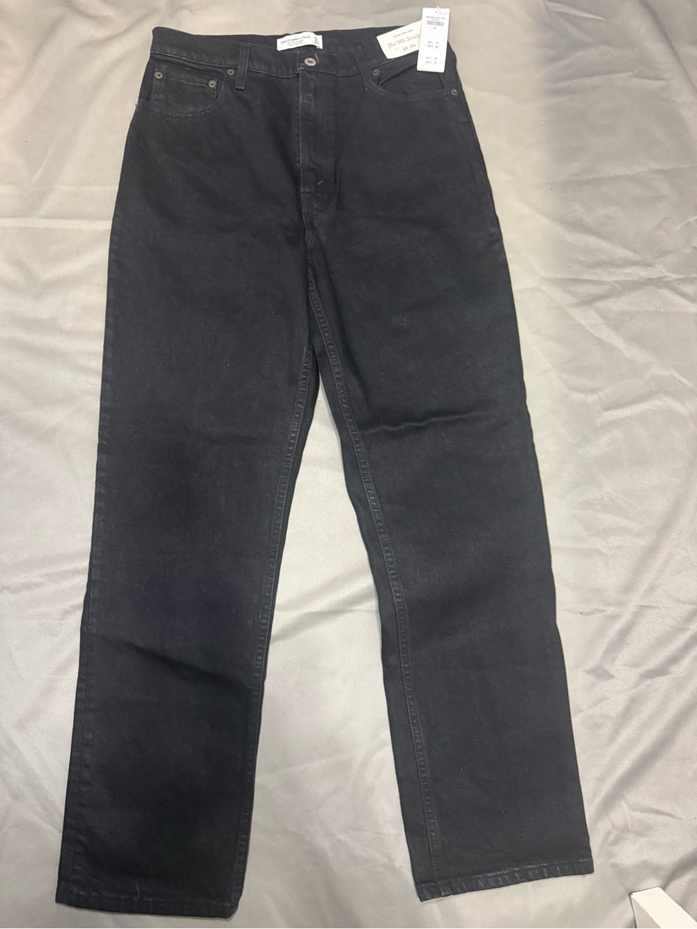 Abercrombie & Fitch Ultra High Rise 90s Straight Black Denim Jeans Womens